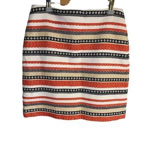Loft Multicolor red black cream Textured Skirt Women's 4